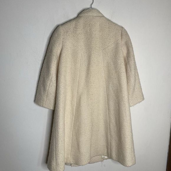 Vintage Unbranded Cream Wool Overcoat Jacket Coat Size 6 - Picture 7 of 12